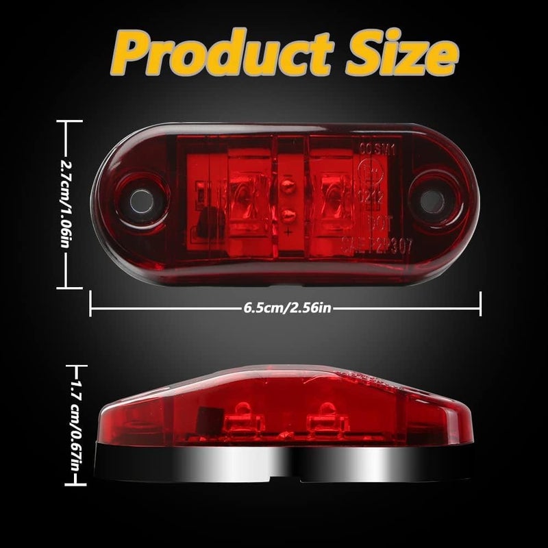 ALFU 10 Pack Red DC12-24V IP68 Waterproof LED Trailer Lights Kit Front Rear LED Side Marker Clearance Indicators Light for RV Camper Truck Van Caravan Boat - Image 5